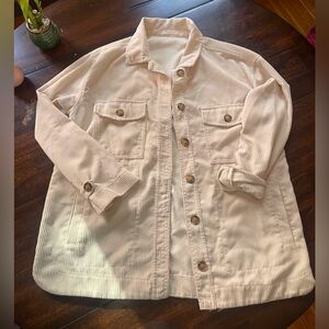 Cream Corduroy Shacket (shirt/jacket) with Tortoiseshell Buttons